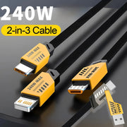 💎 Versión principal (profesional y atractiva para tienda online):  ⚡ Cable de Carga Rápida 3 en 2 (240 W, 1.2 m) | Multi Puerto USB Tipo-C y Micro USB – Compatible con iPhone, Huawei y más