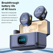 Micrófono de Solapa Inalámbrico Profesional · 50 m de Alcance · 40 h de Batería + Estuche de Carga