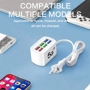 Regleta eléctrica universal multifunción con 6 puertos USB y enchufes EU/US — cable de extensión y adaptador de carga para teléfonos, tablets y más dispositivos