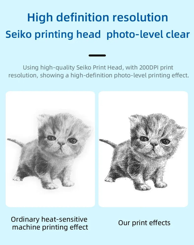 💎 Versión principal (atractiva y clara para tienda Azlo):  🐾 Impresora Térmica Portátil Mini con Diseño de Gato | Impresora de Etiquetas Bluetooth 58 mm – Inalámbrica para Android e iOS