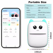 💎 Versión principal (atractiva y clara para tienda Azlo):  🐾 Impresora Térmica Portátil Mini con Diseño de Gato | Impresora de Etiquetas Bluetooth 58 mm – Inalámbrica para Android e iOS