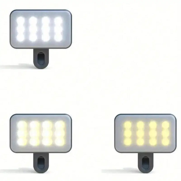 💡 Mini Luz de Relleno Portátil para Selfies – Recargable con Pinza y 3 Niveles de Brillo