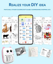 💎 Versión principal (atractiva y clara para tienda Azlo):  🐾 Impresora Térmica Portátil Mini con Diseño de Gato | Impresora de Etiquetas Bluetooth 58 mm – Inalámbrica para Android e iOS