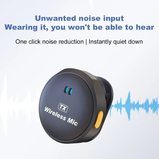 Micrófono de Solapa Inalámbrico Profesional · 50 m de Alcance · 40 h de Batería + Estuche de Carga