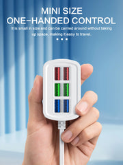 Regleta eléctrica universal multifunción con 6 puertos USB y enchufes EU/US — cable de extensión y adaptador de carga para teléfonos, tablets y más dispositivos