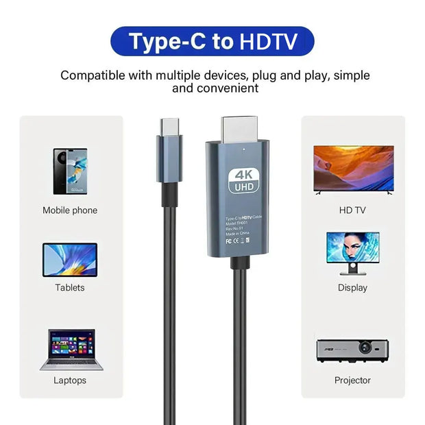 🔌 **Cable USB-C a HDMI 8K Ultra HD — Transmisión de vídeo 4K/60Hz y 8K, adaptador Tipo C para iPhone 15, MacBook, iPad y Samsung | Conexión rápida y sin retrasos