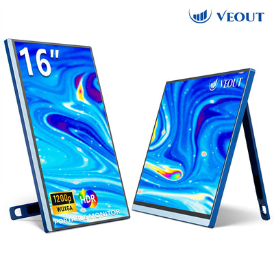 🖥️ **Monitor Portátil VEOUT 16” FHD IPS — Pantalla 1200p 16:10, 60 Hz, Ideal para Juegos, Laptop, PC o Teléfono | Segunda Pantalla Externa Compacta y Versátil**