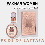 Spray Corporal Fakhar Mujer 100 ml · Fragancia Árabe Premium, Coqueta y Duradera · Eau de Parfum Ideal para Citas y Regalos