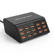 Cargador USB múltiple de 100 W con 15 puertos y carga rápida 2,4 A máx. — estación de carga universal para iPhone, iPad y tablets Samsung
