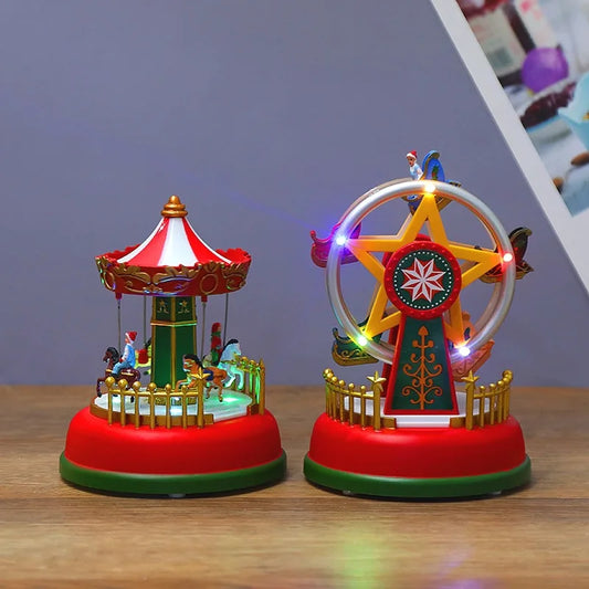 Carrusel Musical de Navidad con Luz LED · Rueda de la Fortuna Brillante · Decoración Navideña y Regalo Ideal