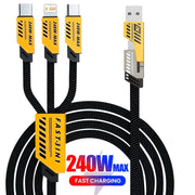 💎 Versión principal (profesional y atractiva para tienda online):  ⚡ Cable de Carga Rápida 3 en 2 (240 W, 1.2 m) | Multi Puerto USB Tipo-C y Micro USB – Compatible con iPhone, Huawei y más