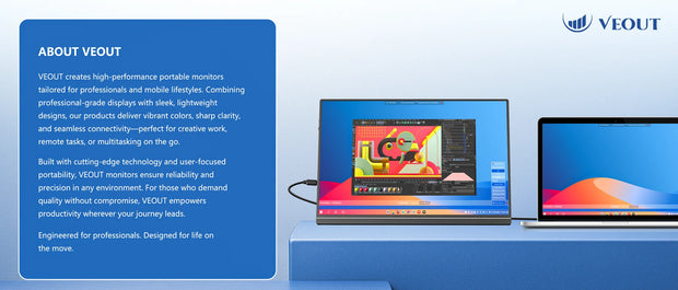 🖥️ **Monitor Portátil VEOUT 16” FHD IPS — Pantalla 1200p 16:10, 60 Hz, Ideal para Juegos, Laptop, PC o Teléfono | Segunda Pantalla Externa Compacta y Versátil**