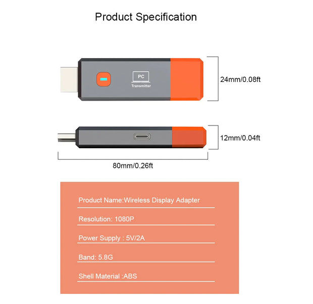 📡 Transmisor y Receptor HDMI Inalámbrico 1080p – Extensor de Pantalla hasta 50 m para PC, Cámara y TV
