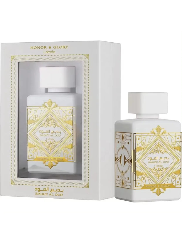 🌟 **Perfume Unisex Lattafa Bade’e Al Oud Honor & Glory 100 ml — Fragancia Árabe de Lujo, Intensa y Elegante | Inspiración Oriental para Hombre y Mujer**