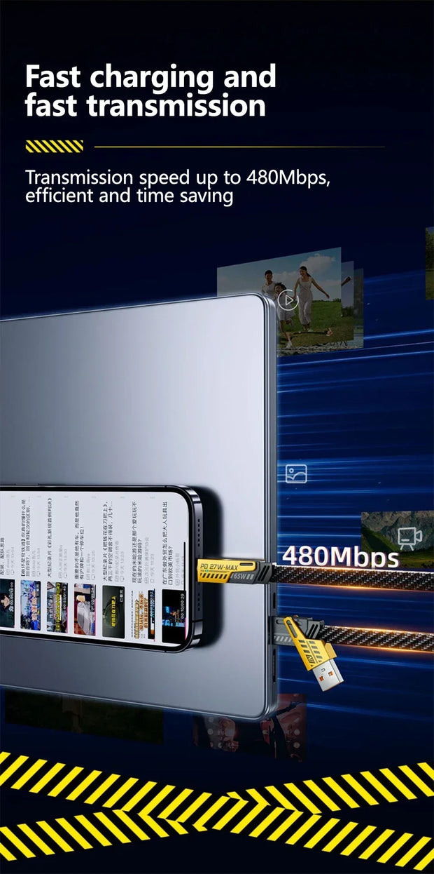 ⚡ Cable de Carga Rápida 4 en 1 Mecha PD 27W / 65W | Multi Puerto USB Tipo-C – Compatible con iPhone 15, Samsung y Xiaomi