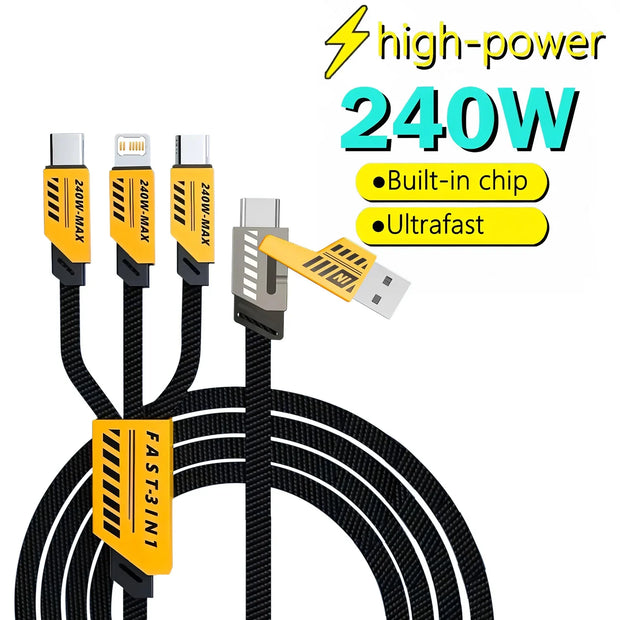 💎 Versión principal (profesional y atractiva para tienda online):  ⚡ Cable de Carga Rápida 3 en 2 (240 W, 1.2 m) | Multi Puerto USB Tipo-C y Micro USB – Compatible con iPhone, Huawei y más