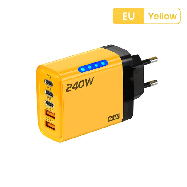 💎 Versión principal (atractiva y clara para tienda Azlo):  ⚡ Cargador Rápido USB-C PD 5 Puertos | Quick Charge 3.0 Tipo-C – Adaptador de Alta Velocidad para iPhone 16/15, Samsung, Xiaomi y Huawei