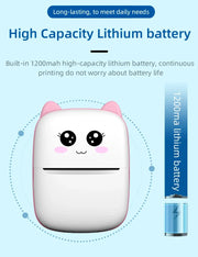 💎 Versión principal (atractiva y clara para tienda Azlo):  🐾 Impresora Térmica Portátil Mini con Diseño de Gato | Impresora de Etiquetas Bluetooth 58 mm – Inalámbrica para Android e iOS