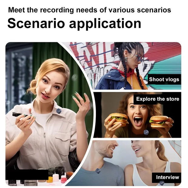 Micrófono de Solapa Inalámbrico Profesional · 50 m de Alcance · 40 h de Batería + Estuche de Carga